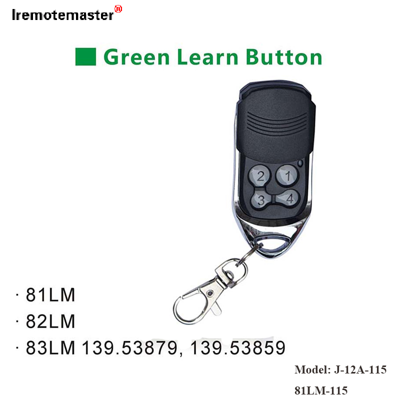 適用於 81LM 82LM 83LM 綠色學習按鈕車庫門遙控開門器 390MHz