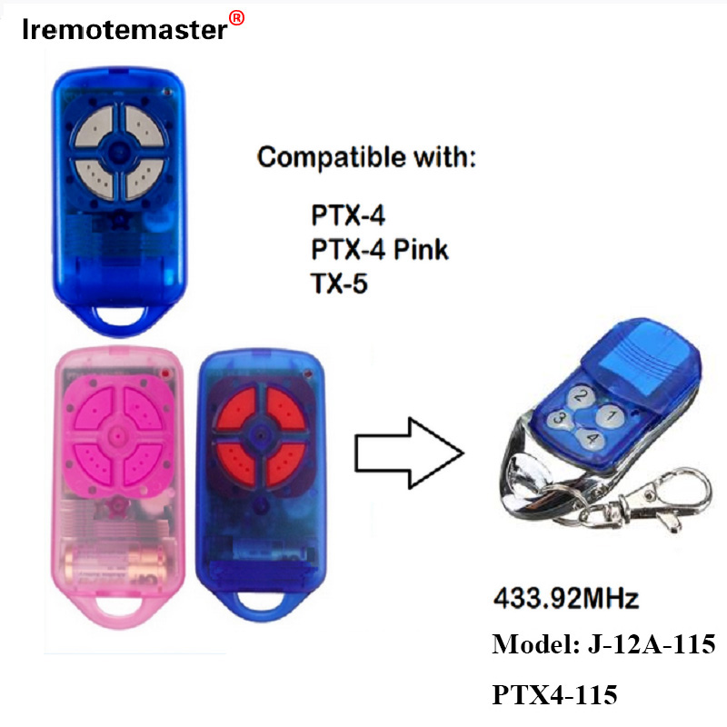 適用於 PTX4 433.92 MHz 滾動代碼車庫門遙控器
